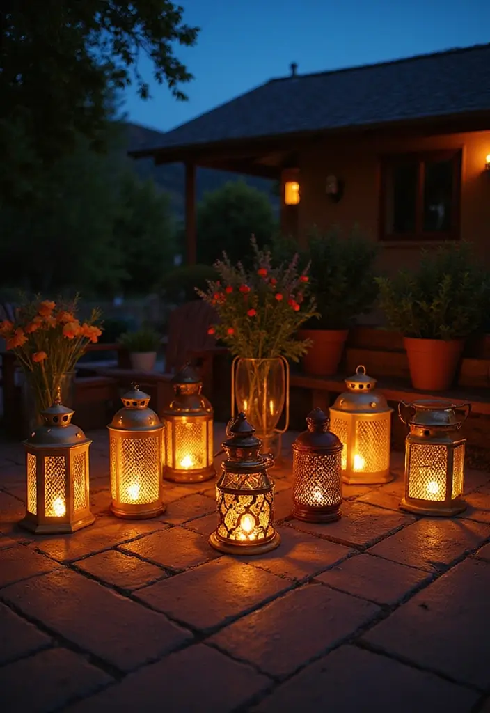 25 Boho Patio Decor Ideas Full of Color and Charm 14. Garden Lanterns