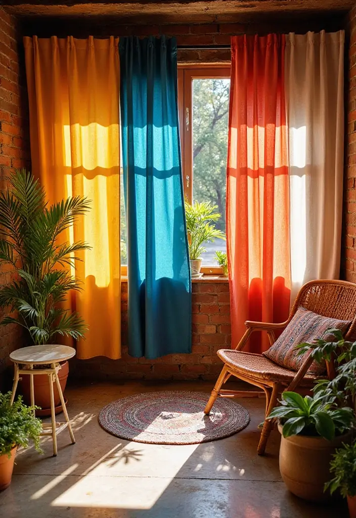 25 Boho Patio Decor Ideas Full of Color and Charm 21. Colorful Outdoor Curtains