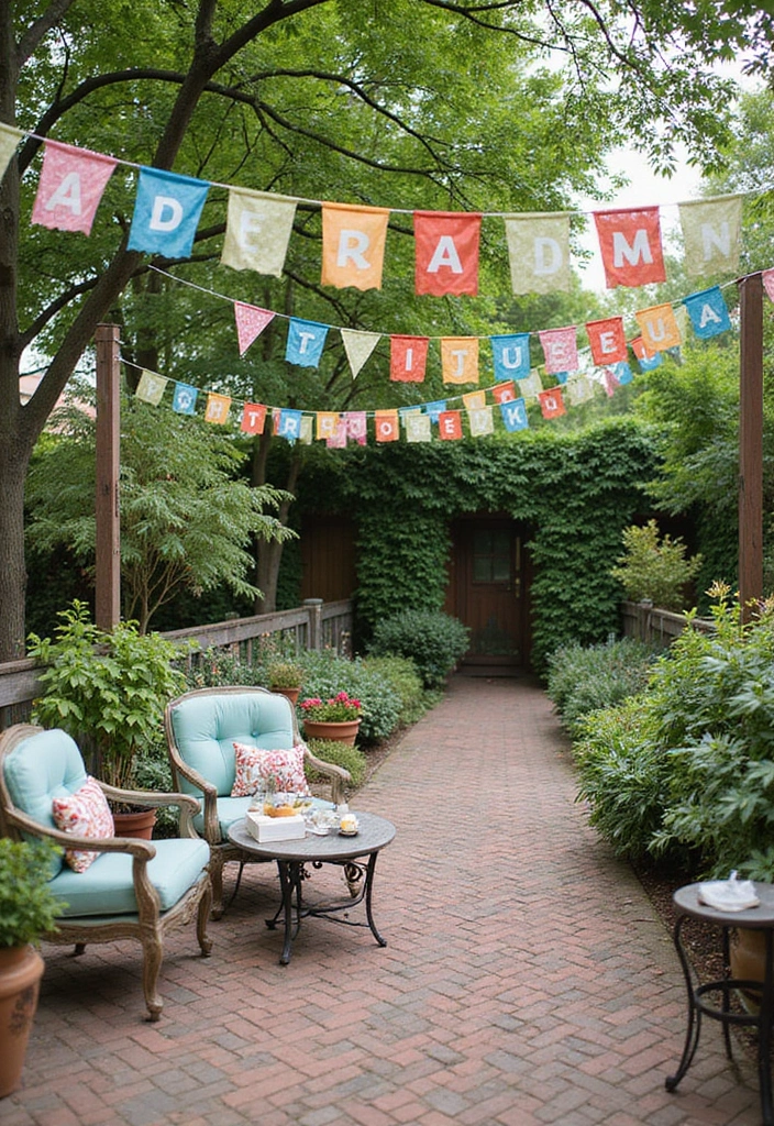 25 Boho Patio Decor Ideas Full of Color and Charm 25. Whimsical Garden Flags
