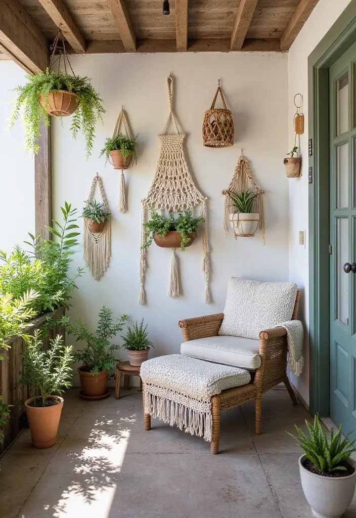 25 Boho Patio Decor Ideas Full of Color and Charm 3. Macram Magic