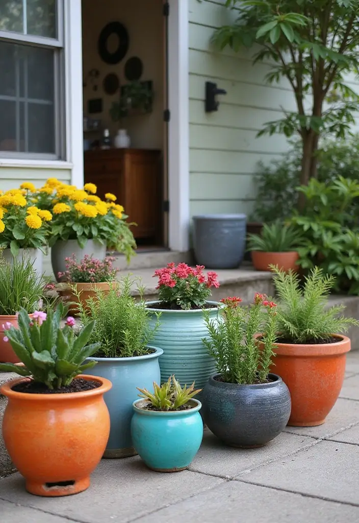 25 Boho Patio Decor Ideas Full of Color and Charm 8. Unique Planters