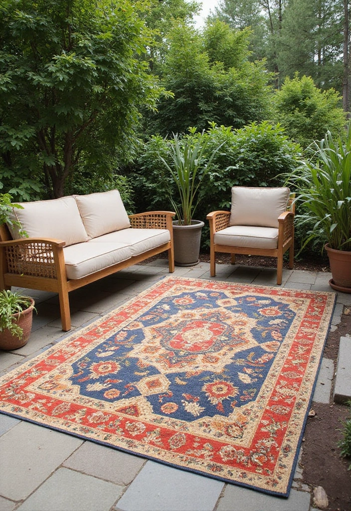 25 DIY Patio Ideas That Look Expensive But Aren’t 6 25 DIY Patio Ideas That Look Expensive But Arent 6. Outdoor Rug