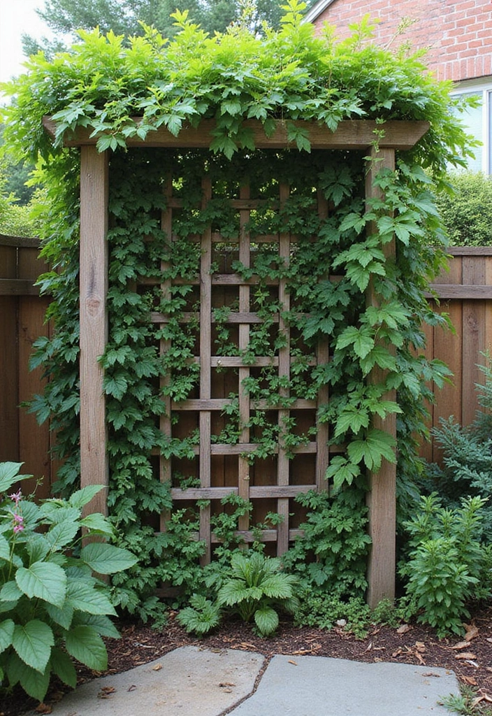 25 Decorar Patio Pequeo Ideas That Maximize Tiny Spaces 13. Vertical Trellis for Climbing Plants