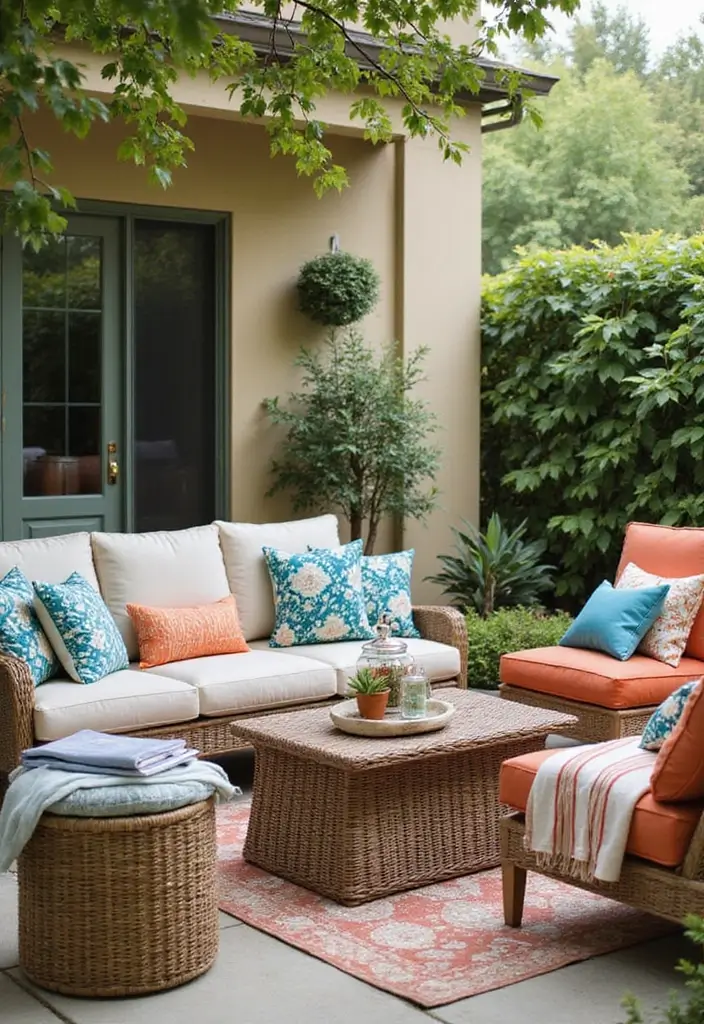 25 Decorar Patio Pequeo Ideas That Maximize Tiny Spaces 16. Outdoor Cushions for Comfort