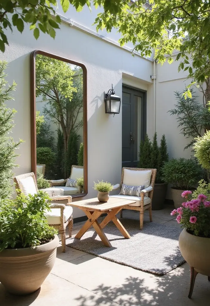 25 Decorar Patio Pequeo Ideas That Maximize Tiny Spaces 21. Maximize Sunlight with Reflective Surfaces
