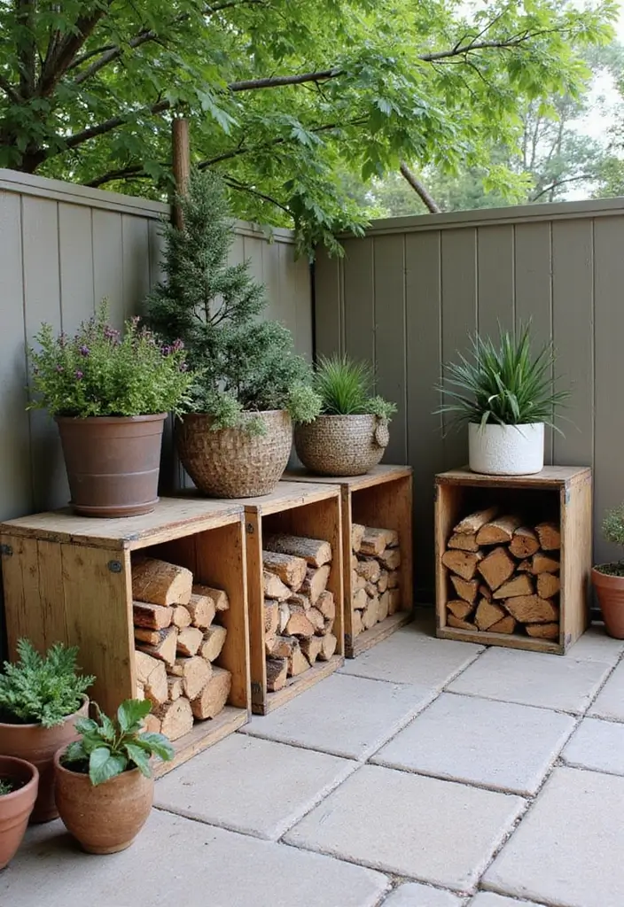 25 Decorar Patio Pequeo Ideas That Maximize Tiny Spaces 22. Cozy Firewood Storage
