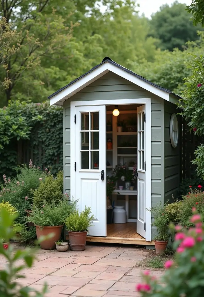 25 Decorar Patio Pequeo Ideas That Maximize Tiny Spaces 23. Small Garden Shed for Tools