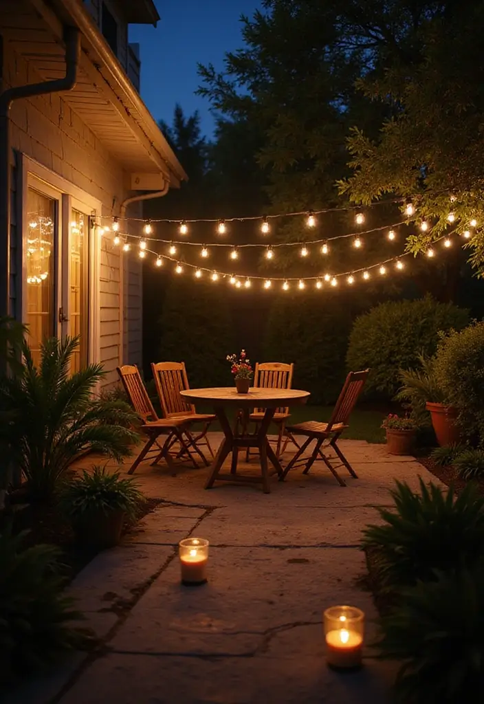 25 Decorar Patio Pequeo Ideas That Maximize Tiny Spaces 3. Layered Lighting