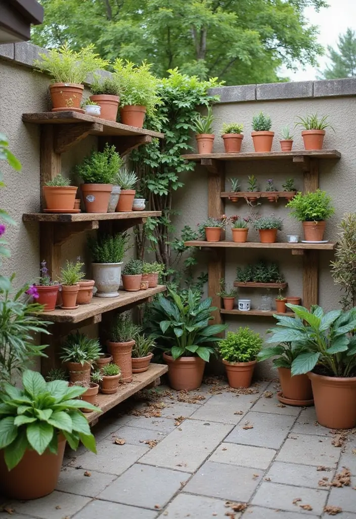 25 Decorar Patio Pequeo Ideas That Maximize Tiny Spaces 4. Utilize Vertical Space with Shelves