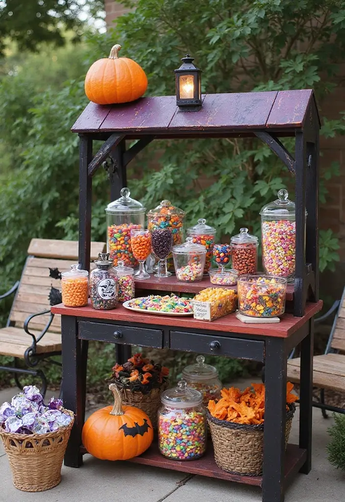 25 Halloween Patio Decor Ideas That Look Spooky and Fun 10. Hocus Pocus Candy Station