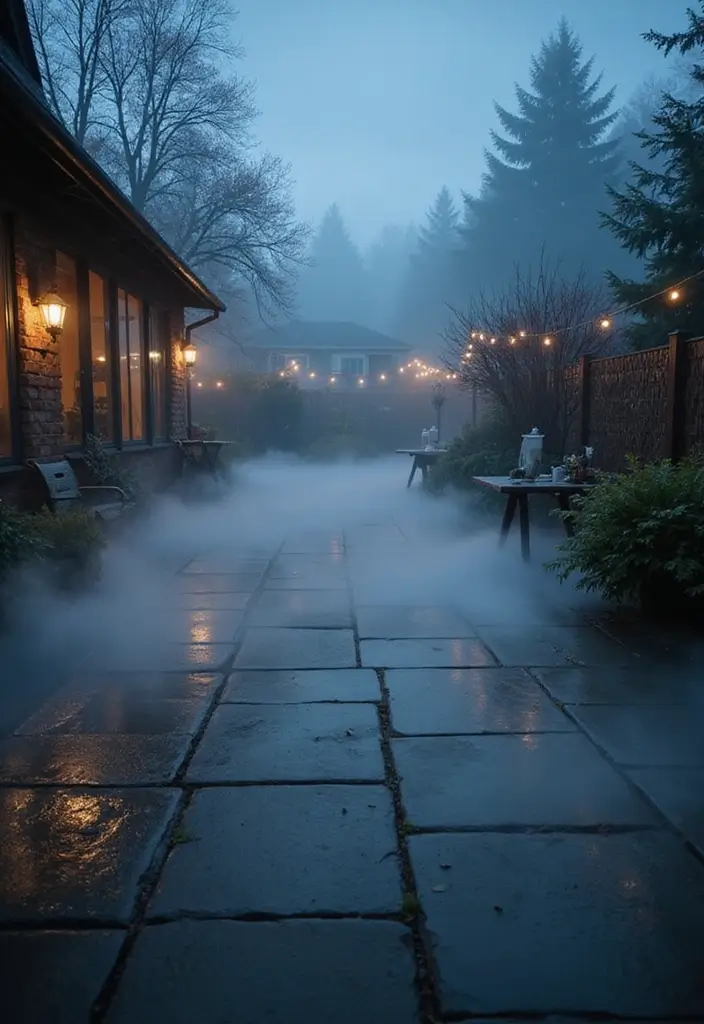 25 Halloween Patio Decor Ideas That Look Spooky and Fun 11. Fog Machines for Spooky Atmosphere