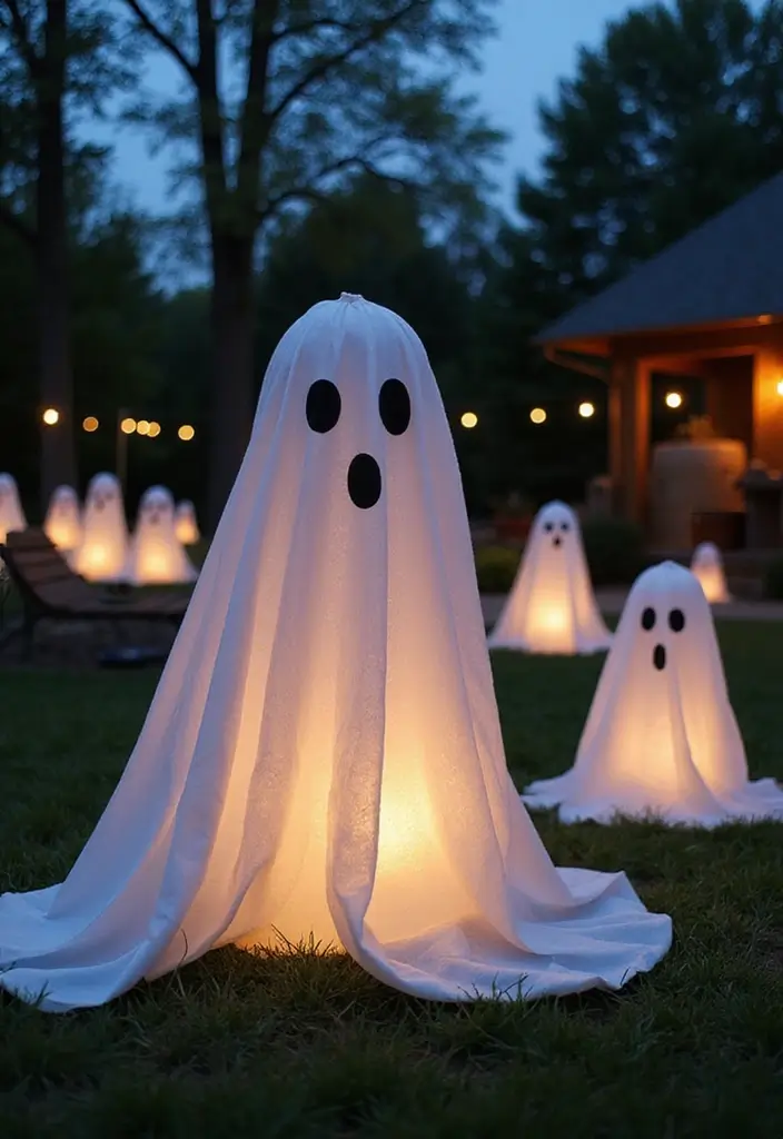 25 Halloween Patio Decor Ideas That Look Spooky and Fun 2. Ghostly Lanterns