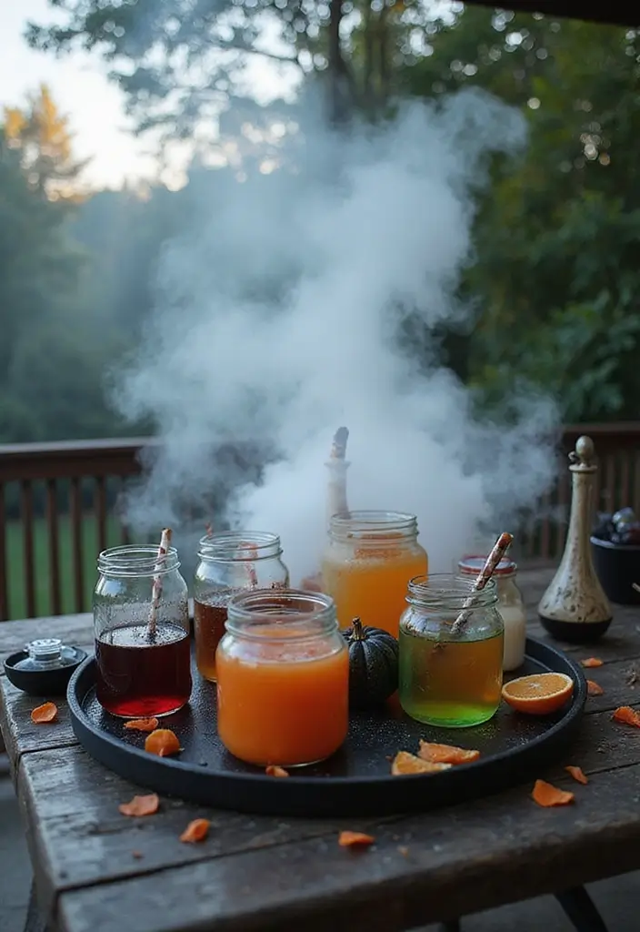 25 Halloween Patio Decor Ideas That Look Spooky and Fun 4. Mysterious Potion Station