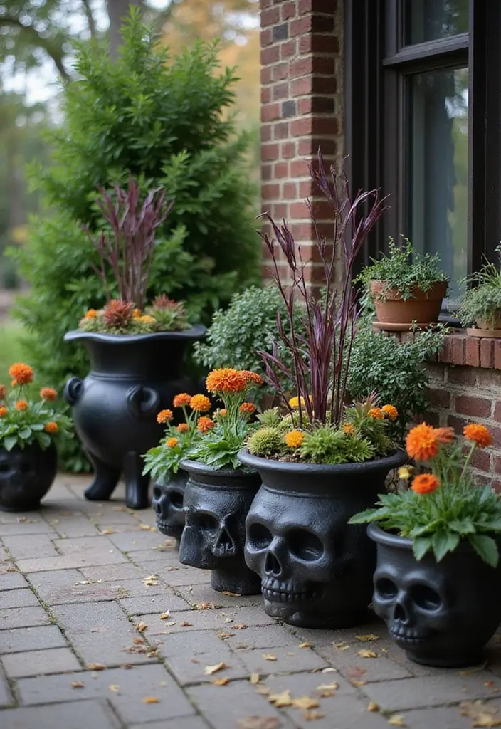 25 Halloween Patio Decor Ideas That Look Spooky and Fun 7. Creepy Plant Displays