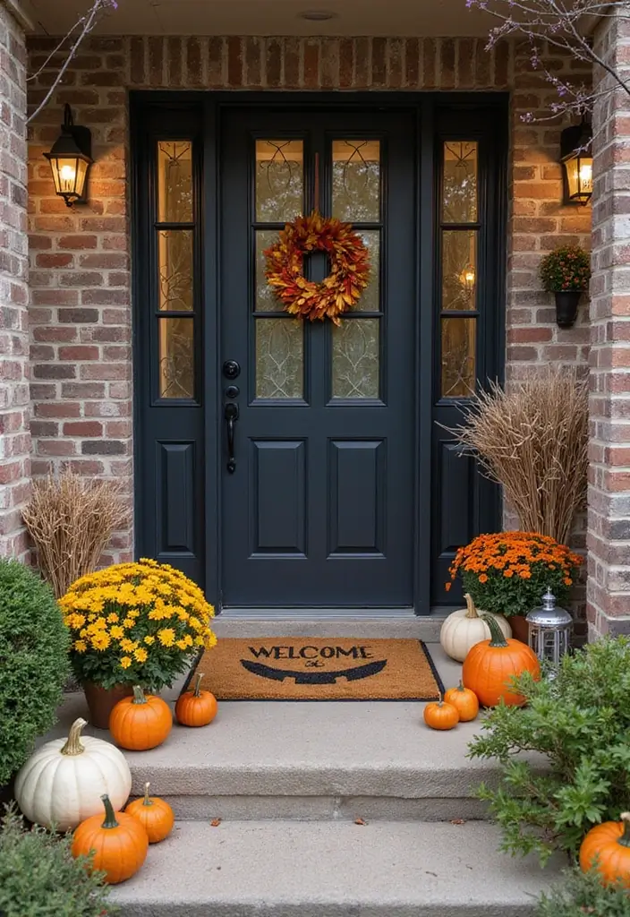 25 Halloween Patio Decor Ideas That Look Spooky and Fun 9. Spooky Welcome Mat