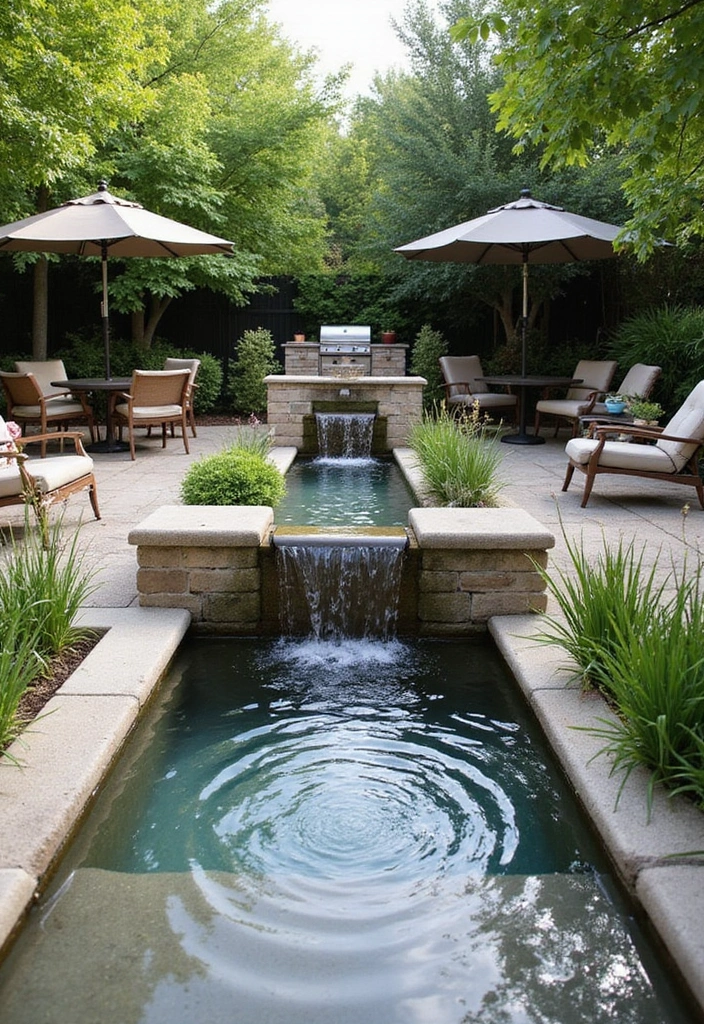 25 Outdoor Patio Kitchen Designs Made for Entertaining 14. Water Features