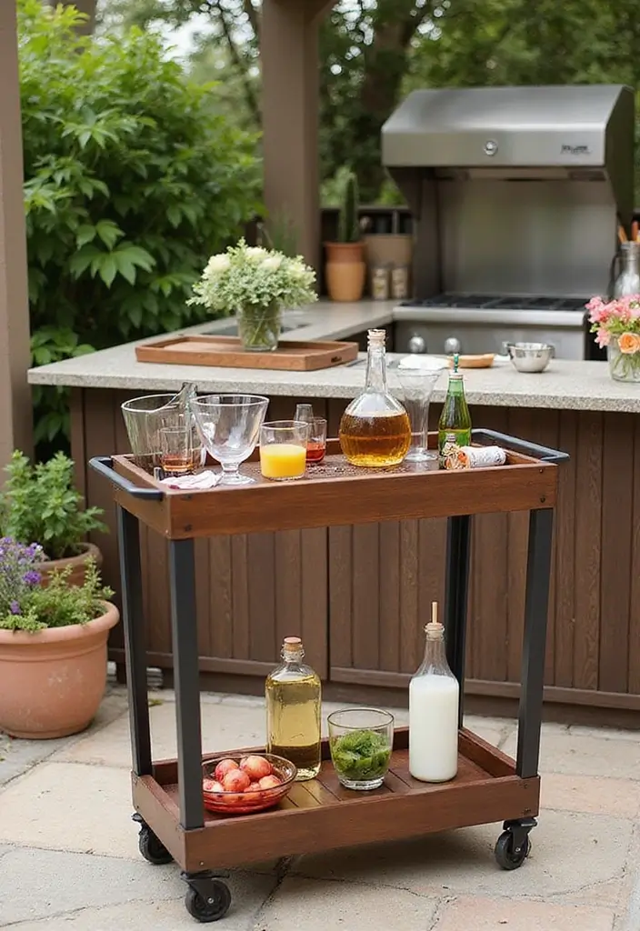 25 Outdoor Patio Kitchen Designs Made for Entertaining 15. Movable Bar Carts