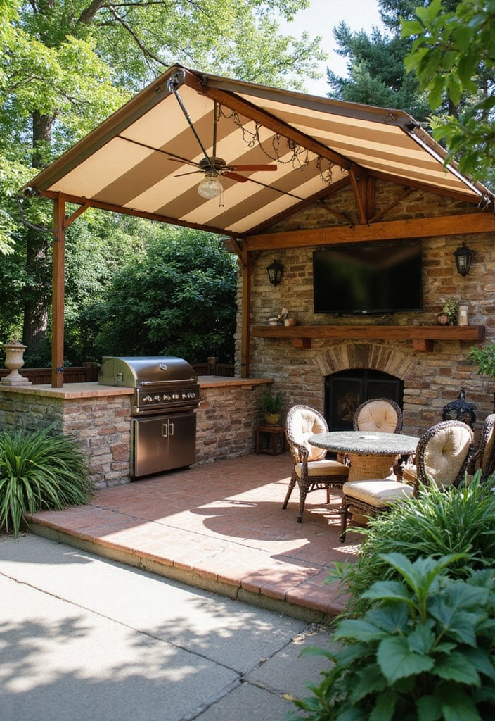 25 Outdoor Patio Kitchen Designs Made for Entertaining 18. Canopy Shade Solutions