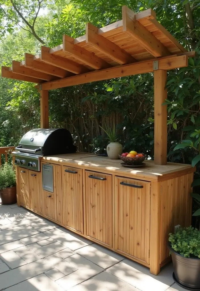 25 Outdoor Patio Kitchen Designs Made for Entertaining 22. Sustainable Materials