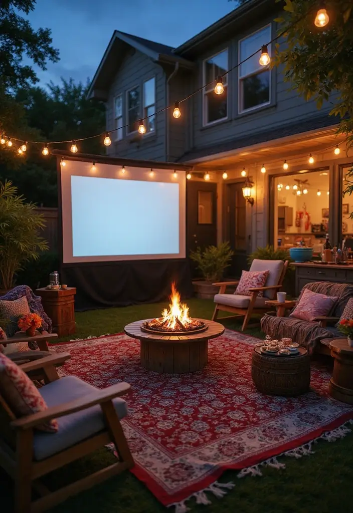 25 Outdoor Patio Kitchen Designs Made for Entertaining 23. Outdoor Movie Night Setup