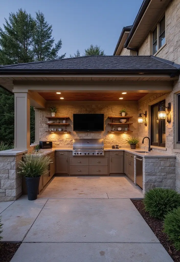 25 Outdoor Patio Kitchen Designs Made for Entertaining 5. Contemporary Glam