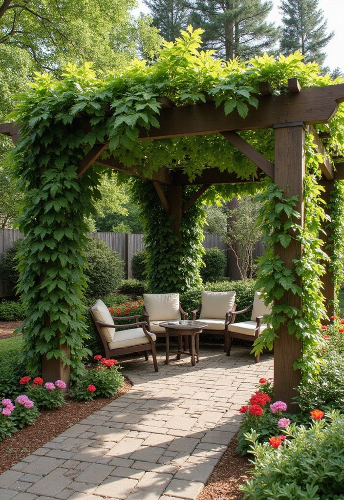 25 Patio Roof Designs That Add Style and Comfort 5. Pergolas with Climbing Plants