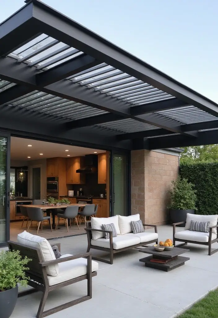 25 Patio Roof Designs That Add Style and Comfort 6. Metal Roofs for a Modern Touch