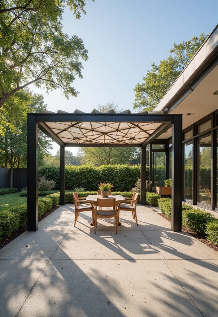 25 Patio Shade Ideas That Keep It Cool All Summer 19. Geometric Shade Structures