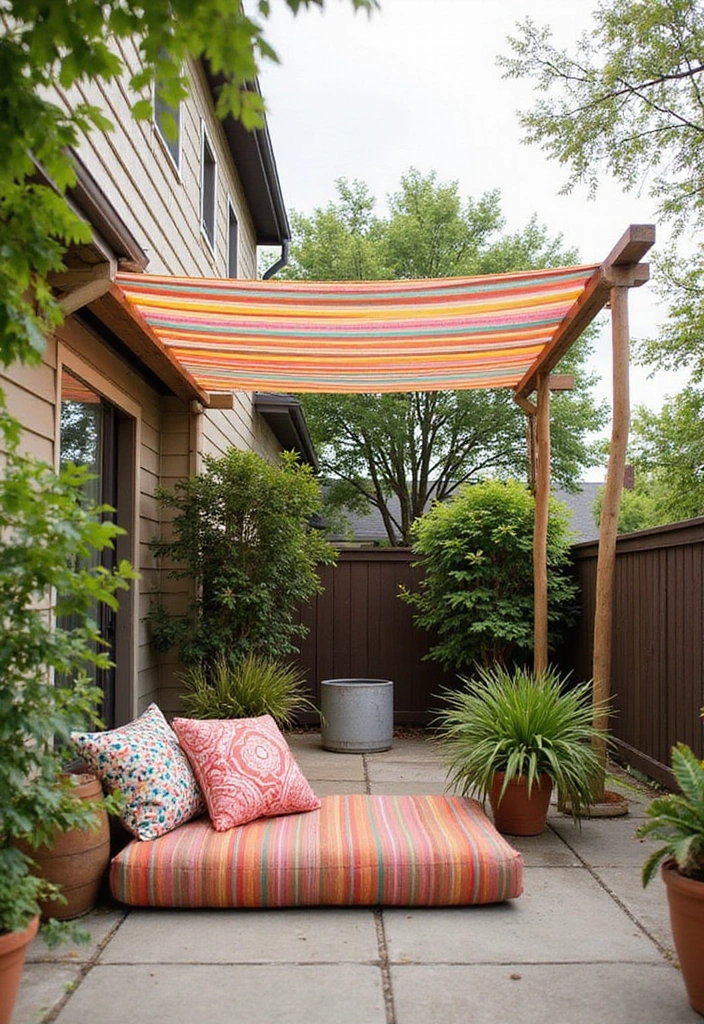 25 Patio Shade Ideas That Keep It Cool All Summer 2. DIY Fabric Canopy