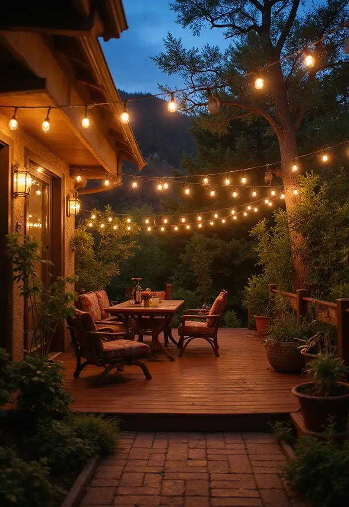 25 Patio Shade Ideas That Keep It Cool All Summer 23. Overhead String Lights