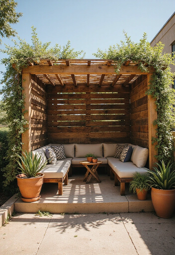 25 Patio Shade Ideas That Keep It Cool All Summer 3. Recycled Pallet Shade Structure