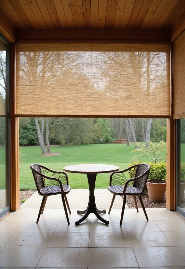 25 Patio Shade Ideas That Keep It Cool All Summer 6. Bamboo Shade Rollers