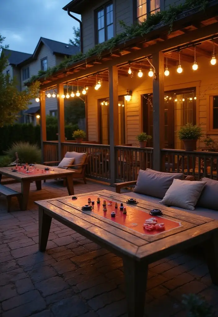 25 Townhome Patio Designs That Feel Cozy and Stylish 18. Game Night Setup