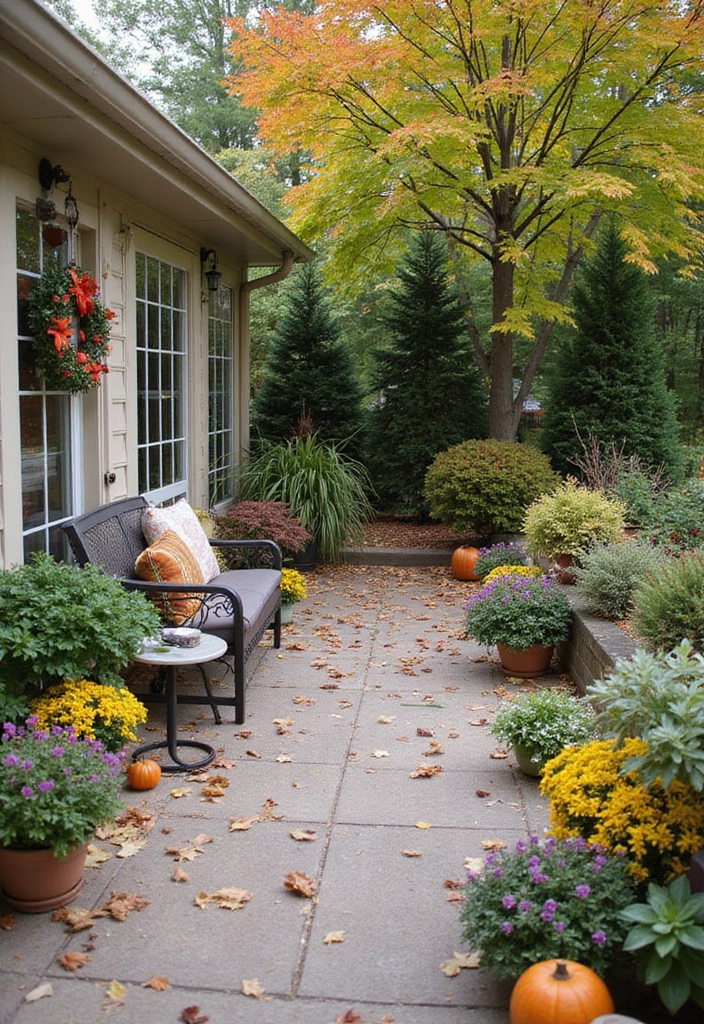 25 Townhome Patio Designs That Feel Cozy and Stylish 20. Seasonal Decor