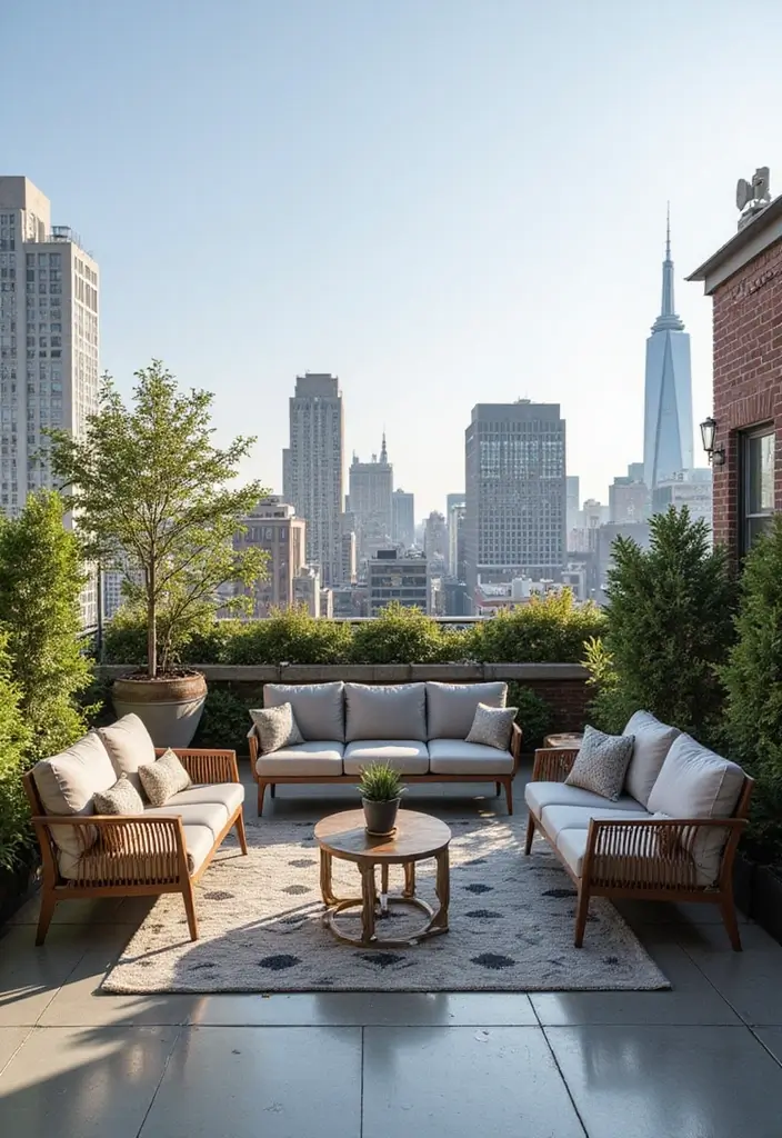 25 Townhome Patio Designs That Feel Cozy and Stylish 24. Urban Rooftop Vibes