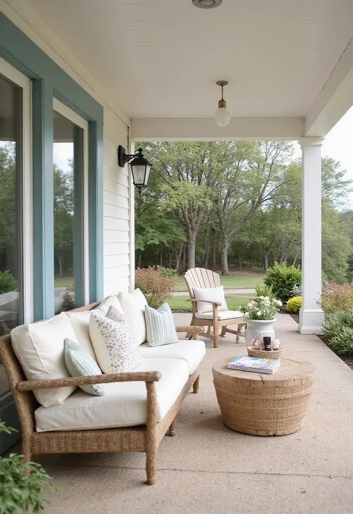 25 Townhome Patio Designs That Feel Cozy and Stylish 4. Coastal Calm