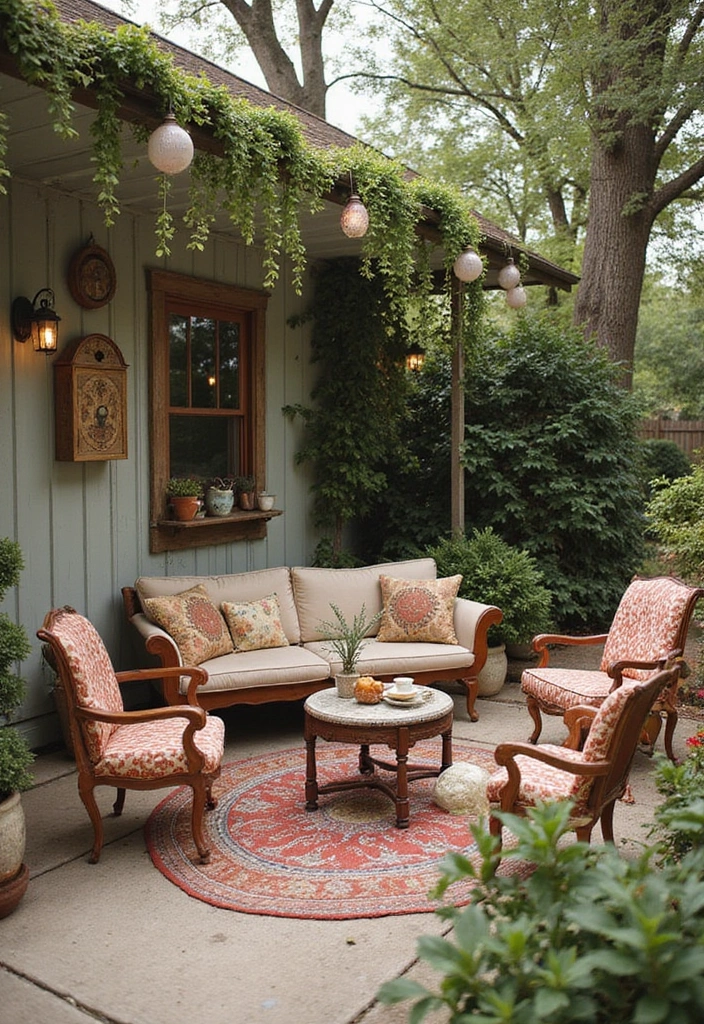 25 Townhome Patio Designs That Feel Cozy and Stylish 8. Vintage Charm