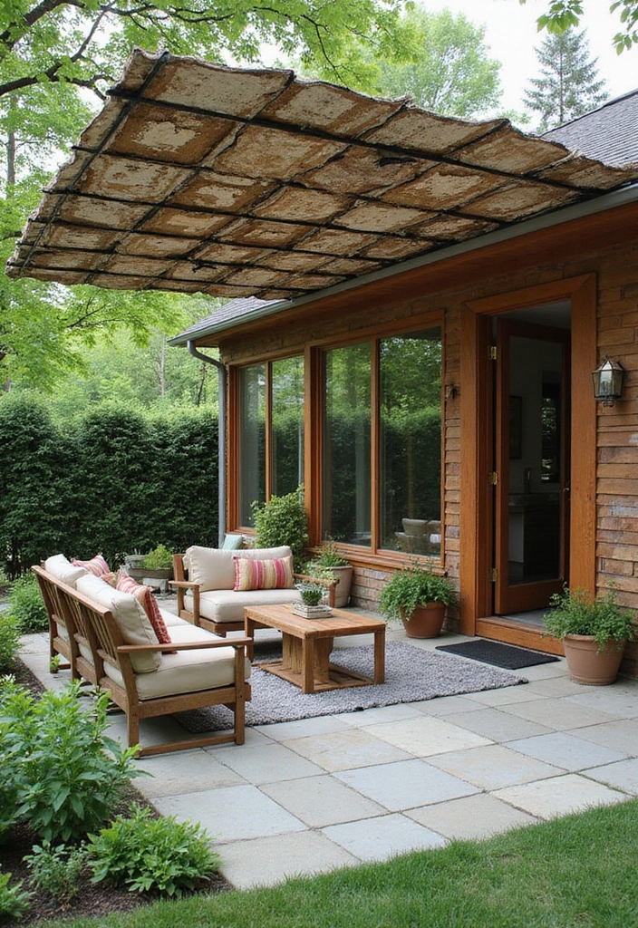 27 Covered Patio Ideas That Instantly Add Style and Shade 15. Upcycled Roof Panels