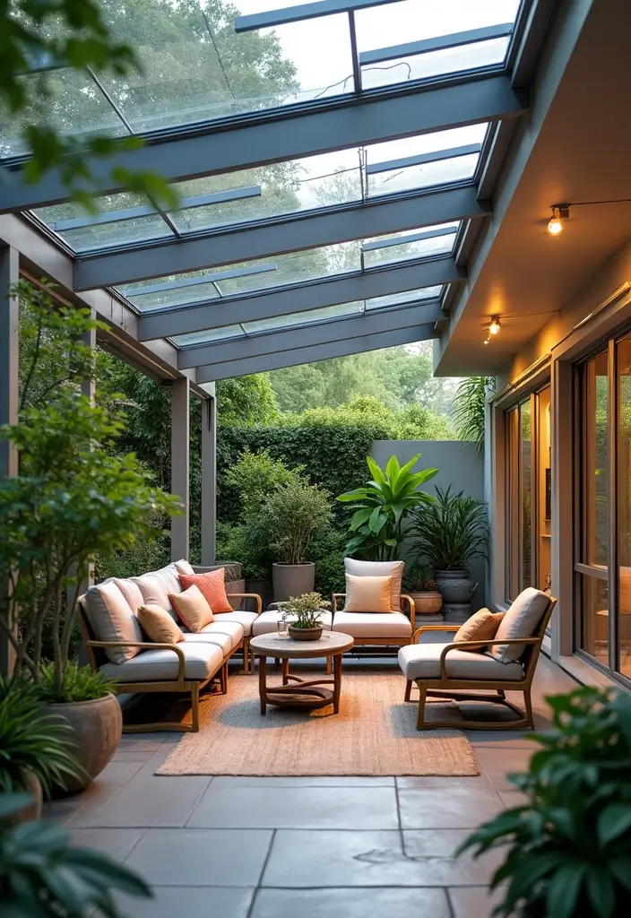 27 Covered Patio Ideas That Instantly Add Style and Shade 16. Transparent Roof Panels