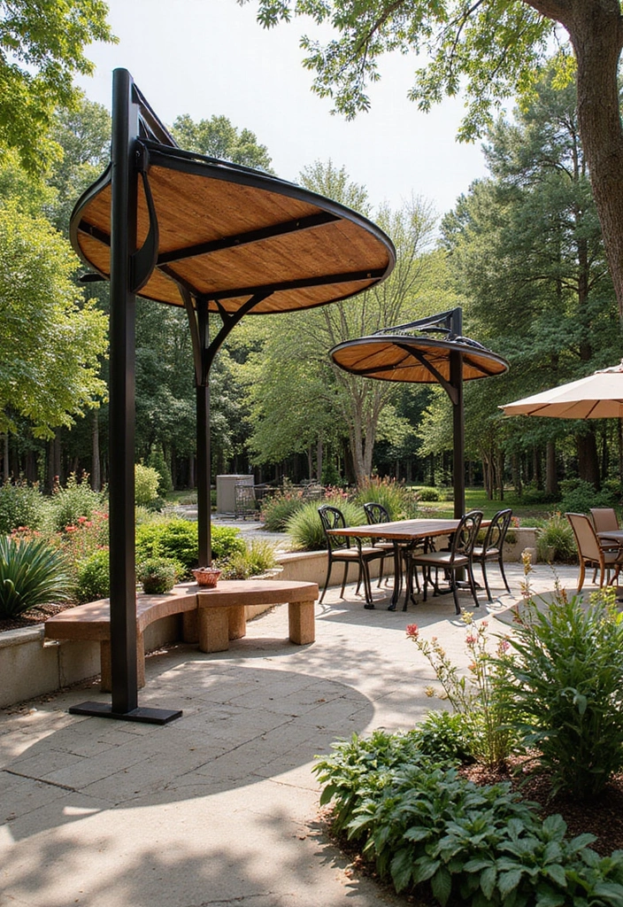 27 Covered Patio Ideas That Instantly Add Style and Shade 20. Artistic Shade Structures