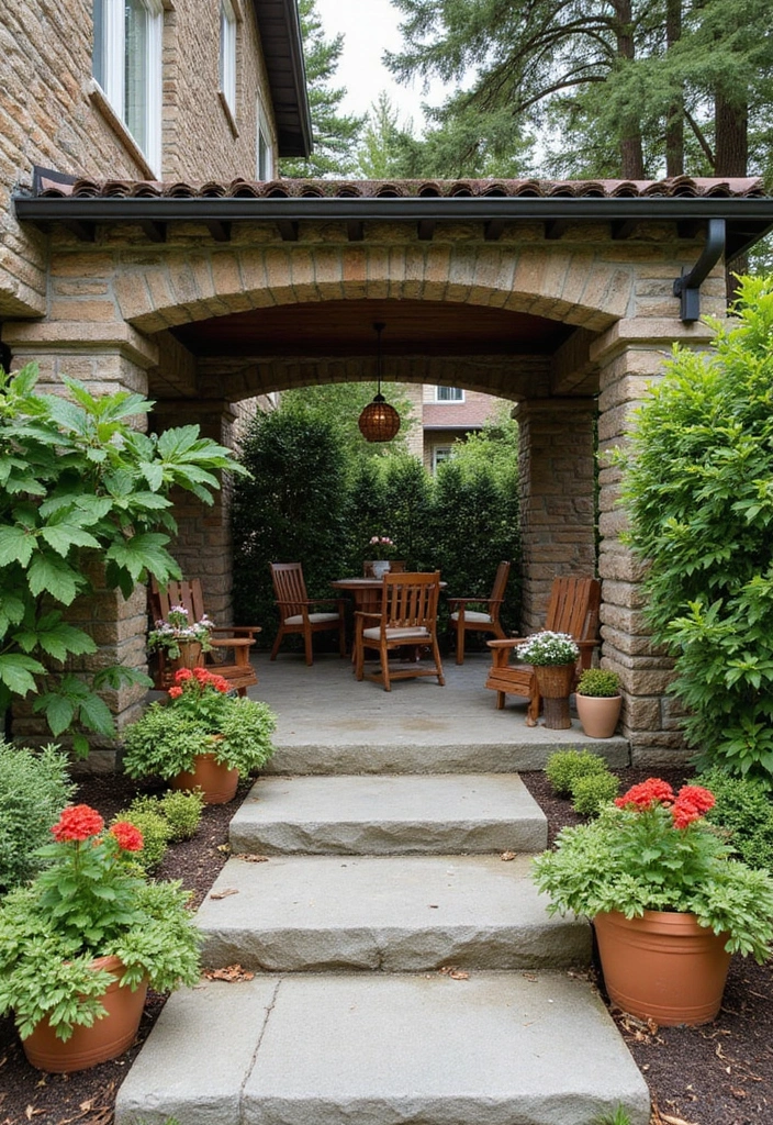 27 Covered Patio Ideas That Instantly Add Style and Shade 4. Natural Stone Overhang