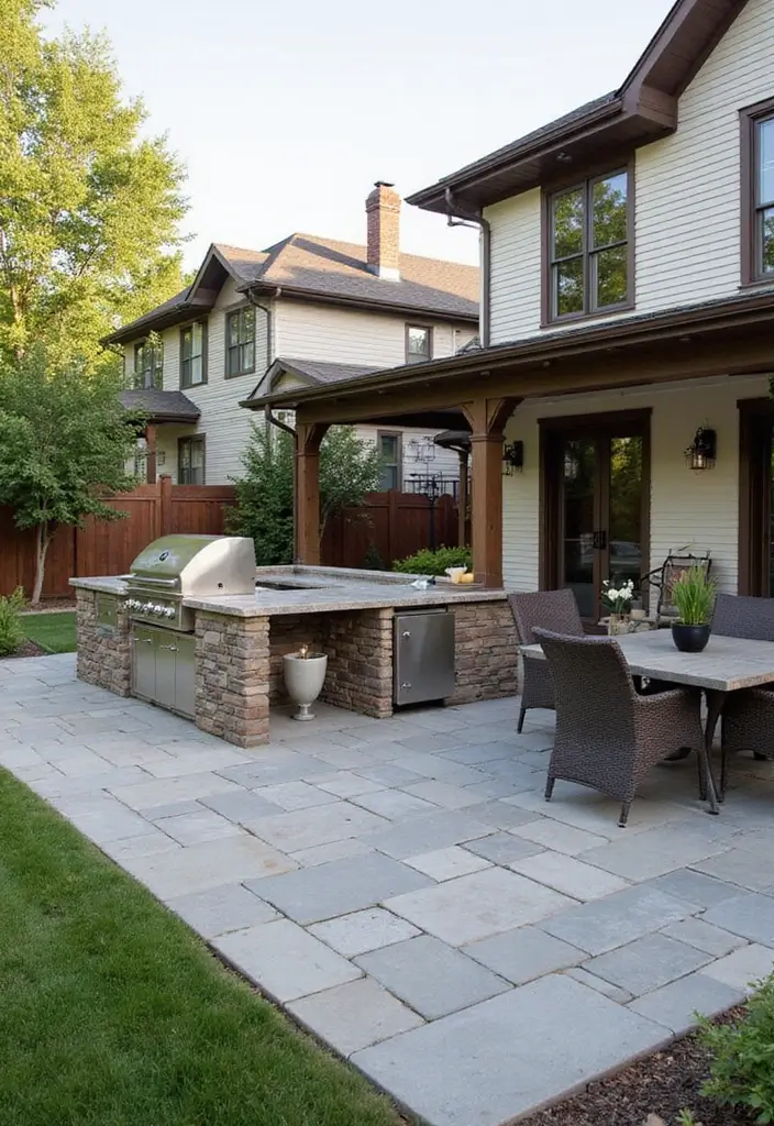 27 Deck and Patio Combo Designs That Double Outdoor Fun 14 27 Deck and Patio Combo Designs That Double Outdoor Fun 14. Elegant Deck with Outdoor Kitchen and Stone Paving