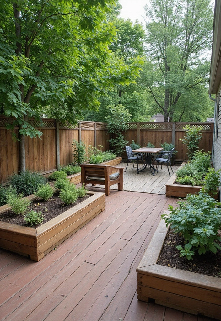 27 Deck and Patio Combo Designs That Double Outdoor Fun 22 27 Deck and Patio Combo Designs That Double Outdoor Fun 22. Charming Deck with Raised Garden Beds and Patio