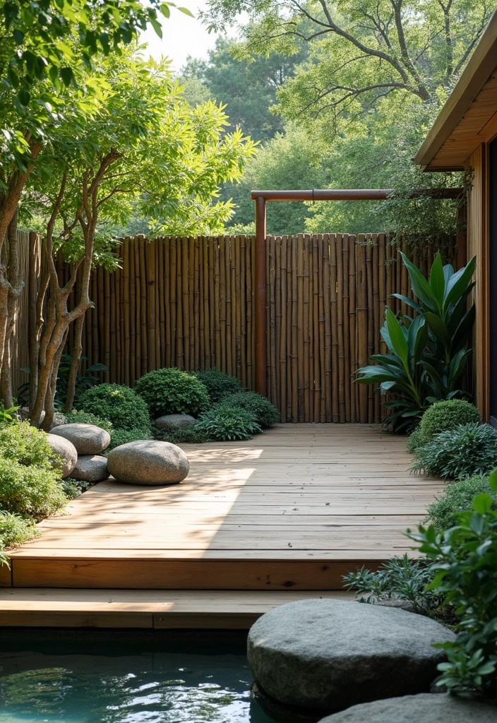 27 Deck and Patio Combo Designs That Double Outdoor Fun 9 27 Deck and Patio Combo Designs That Double Outdoor Fun 9. Zen Deck with Water Feature and Bamboo Patio