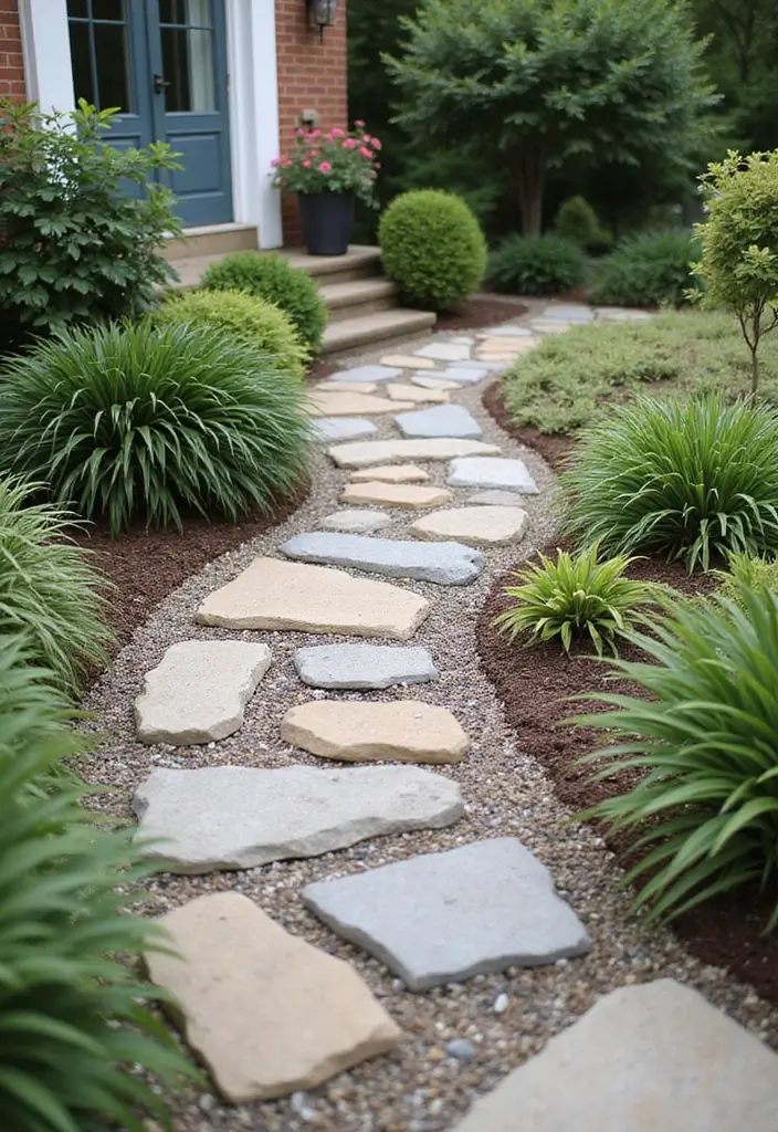 27 Front Patio Decorating Ideas That Neighbors Will Notice 20. Decorative Stone Pathways