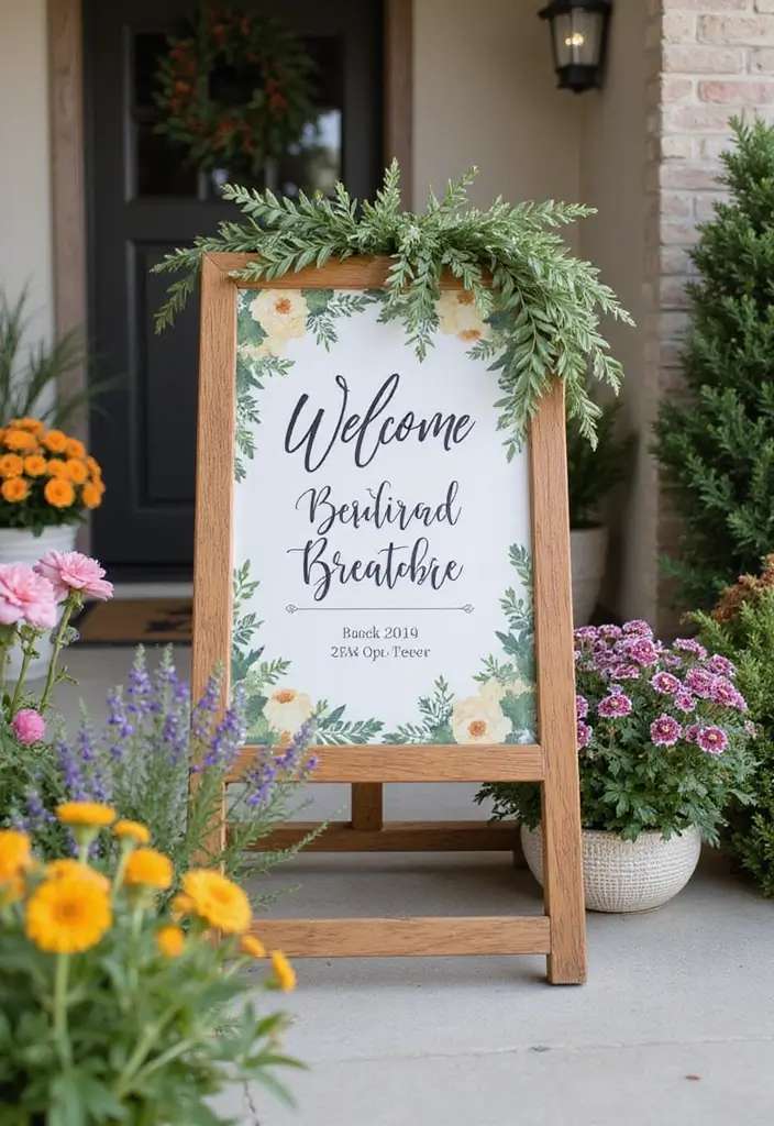27 Front Patio Decorating Ideas That Neighbors Will Notice 21. Personalized Welcome Signs