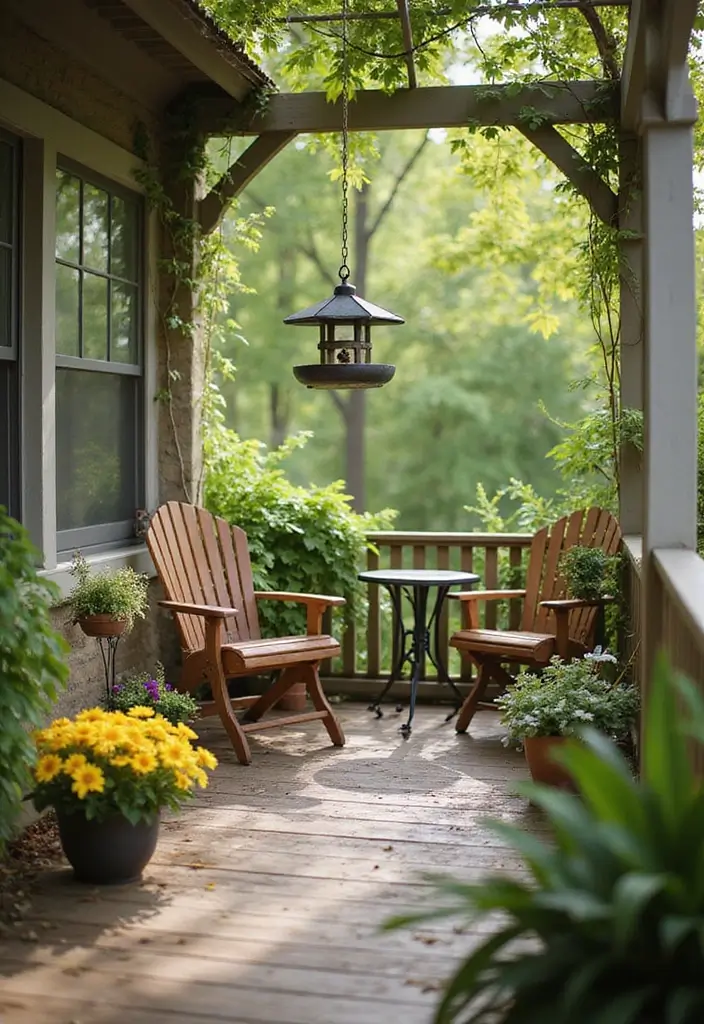 27 Front Patio Decorating Ideas That Neighbors Will Notice 7. Charming Bird Feeders