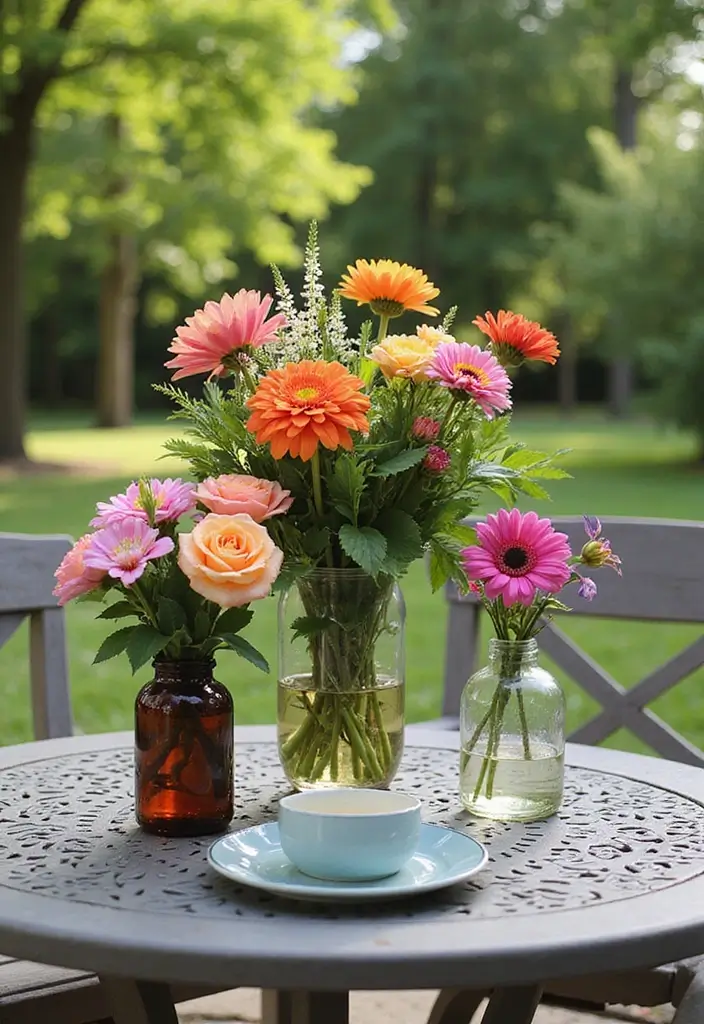 27 Mexican Patio Ideas Full of Culture and Color 11. Floral Arrangements with Mexican Flair