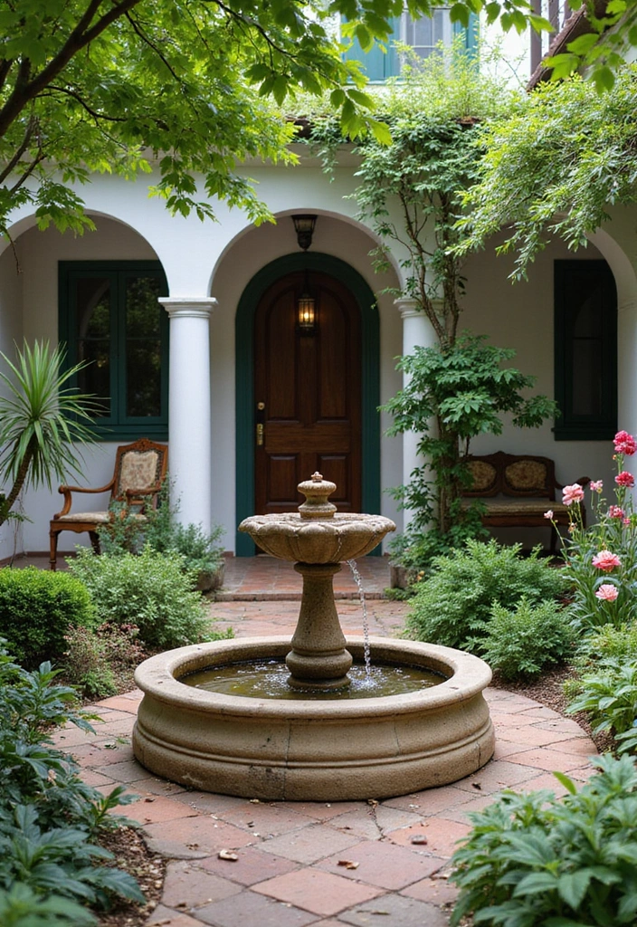 27 Mexican Patio Ideas Full of Culture and Color 14. Water Features for Tranquility