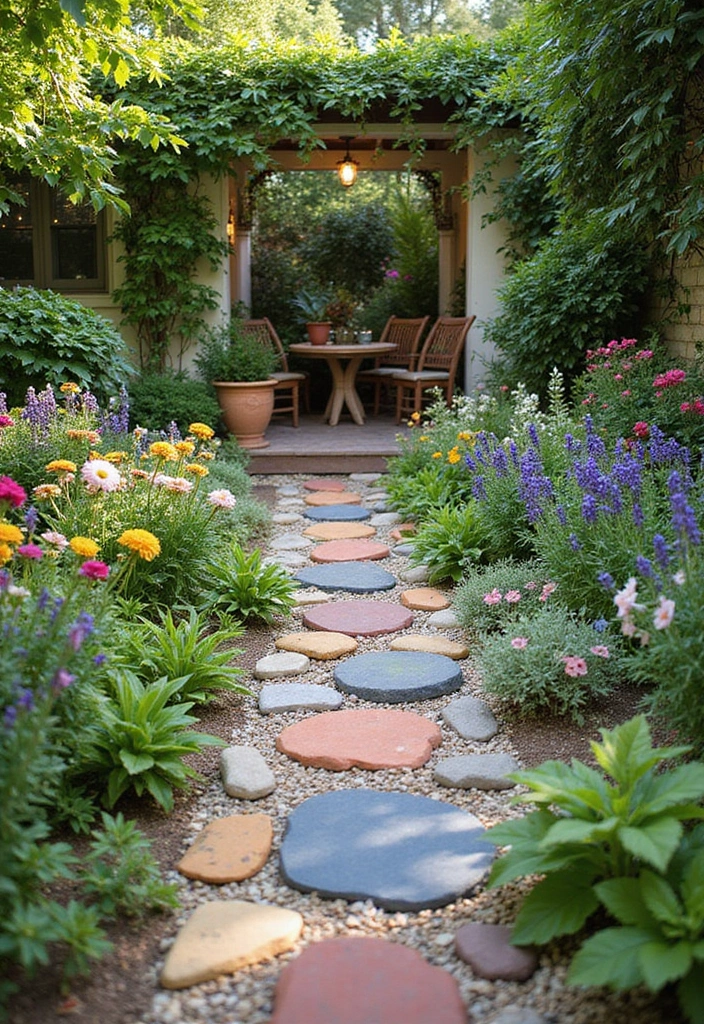 27 Mexican Patio Ideas Full of Culture and Color 15. Colorful Garden Pathways